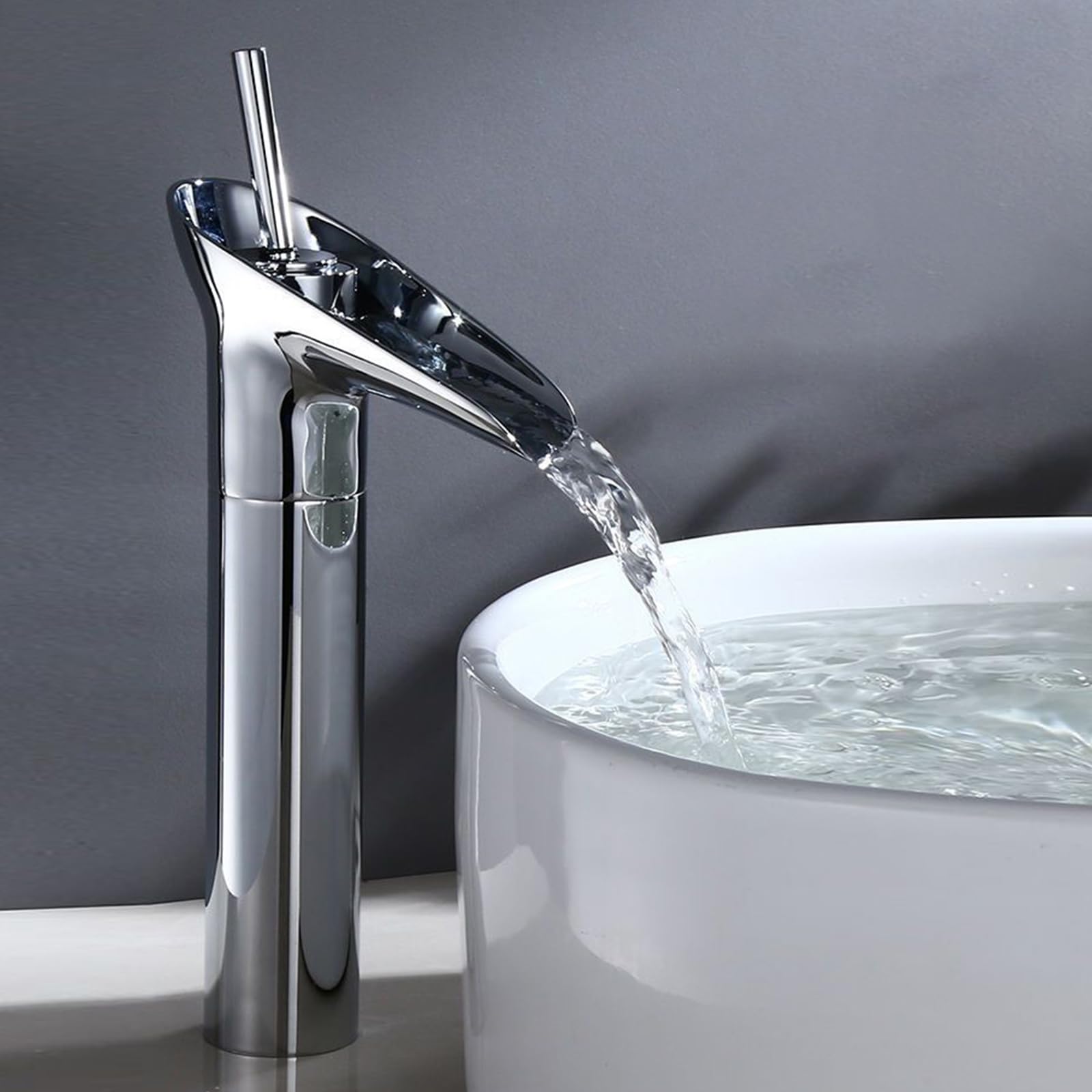 Grifo baño cromo,Cascada Grifo de lavabo,Alto Alto Grifo Mezclador de Baño Antiguo Monomando Grifo Mezclador Baño Lavabo de Latón