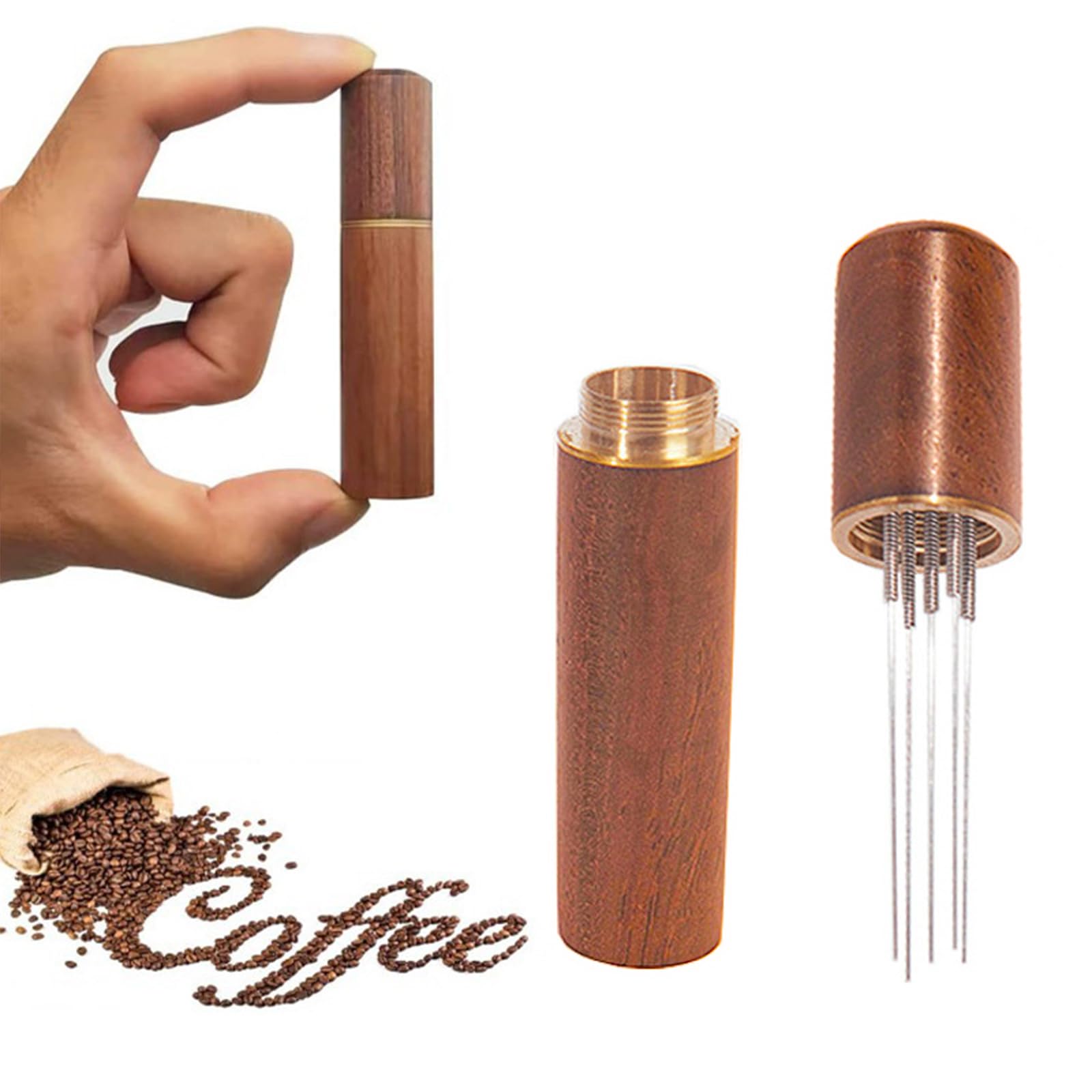 WDT Tool Per Caffè Espresso - Agitatore Con 6 Aghi In Legno, Per Macinato Senza Grumi - Foto 3