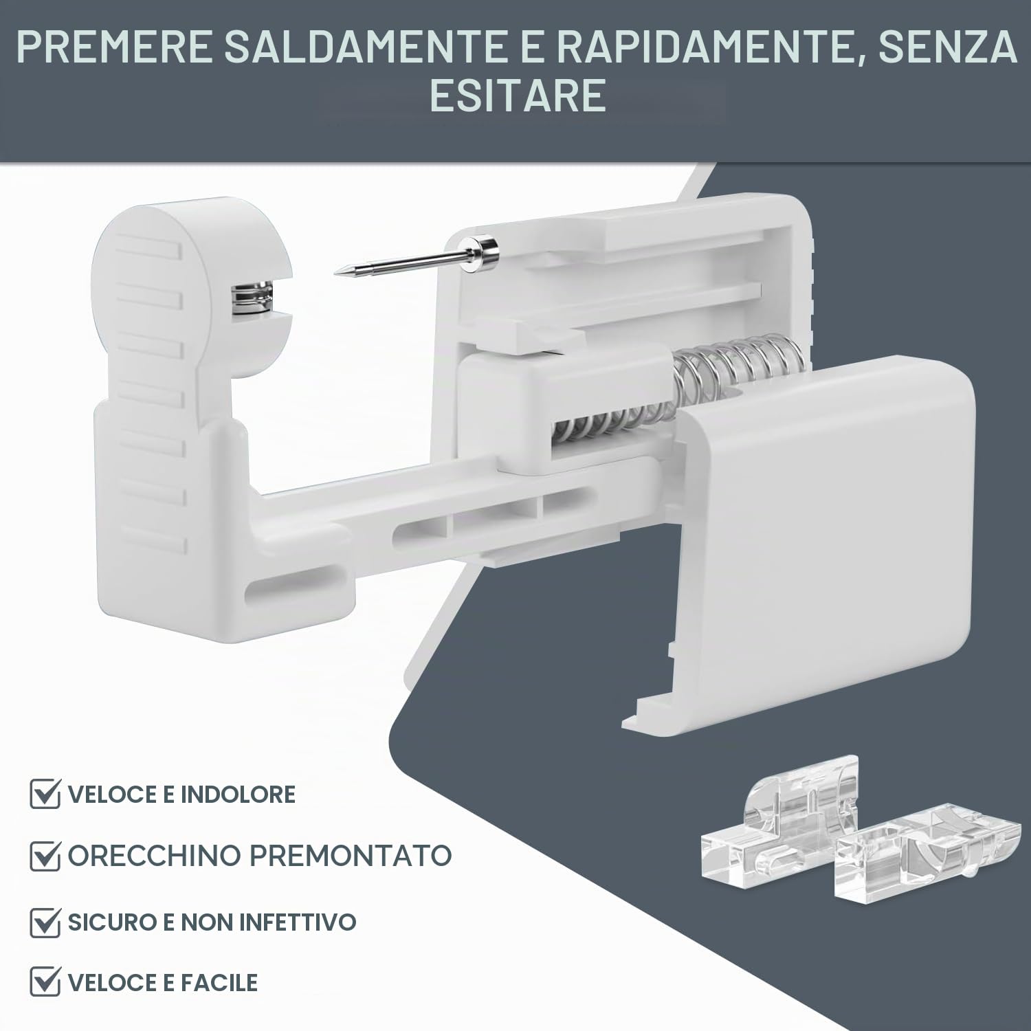 Voarge Set di 6 pistole per piercing all'orecchio, sterile, di sicurezza, con kit per piercing per asepsi