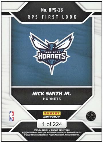 Miniatura 2 de NICK SMITH JR RC 2023-24 Panini Instant RPS First Look ROOKIE 224#RPS-26 Hornets NM+-MT+ NBA Basketball