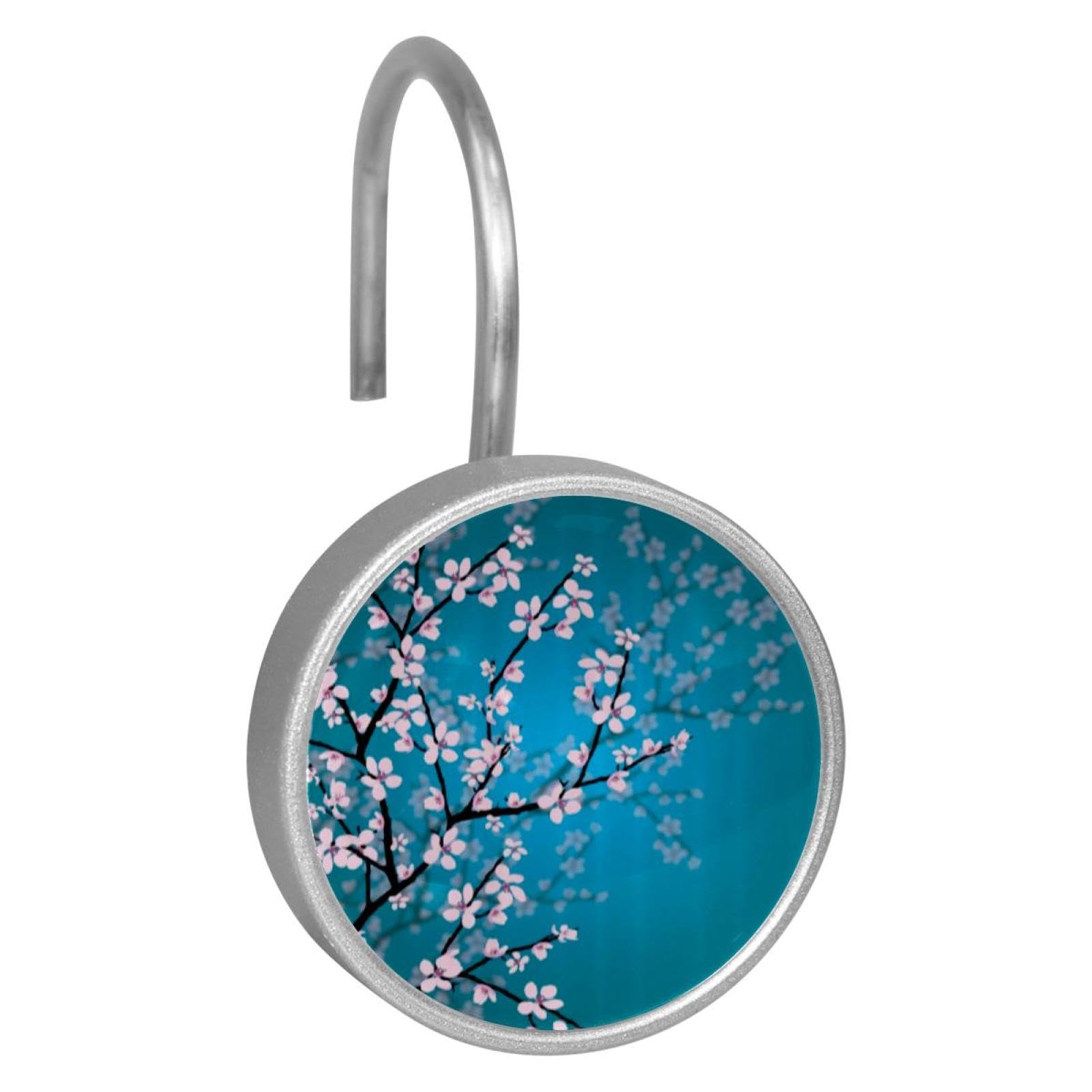 Crochets de rideau de douche inox fleurs de cerisier x12