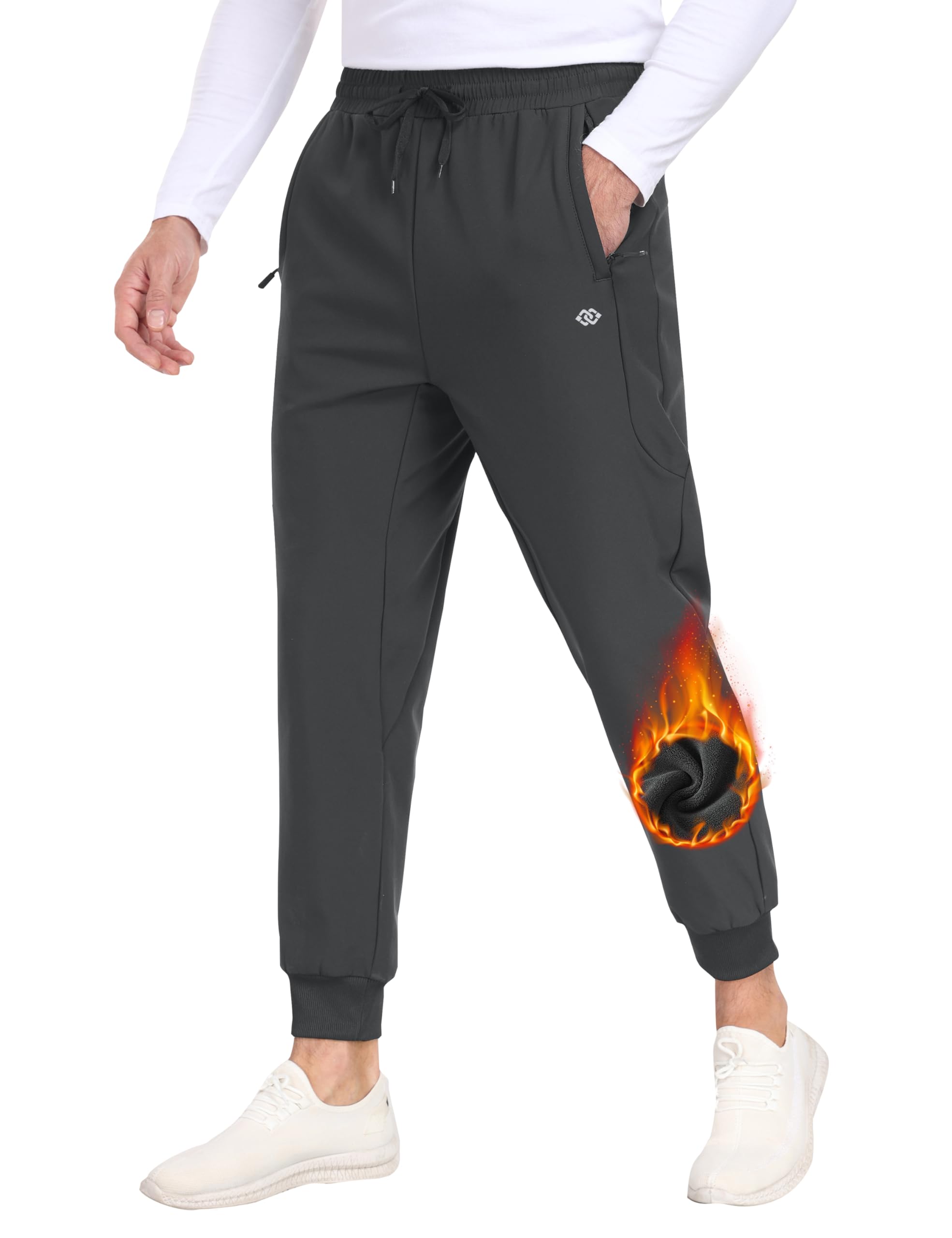 MoFiz Pantalón de Chándal Hombre Jogger Pantalones Deportivos de Forro Polar Cálido Invierno Cargo Pantalón al Aire Libre Multi-Bolsillos con Cremallera