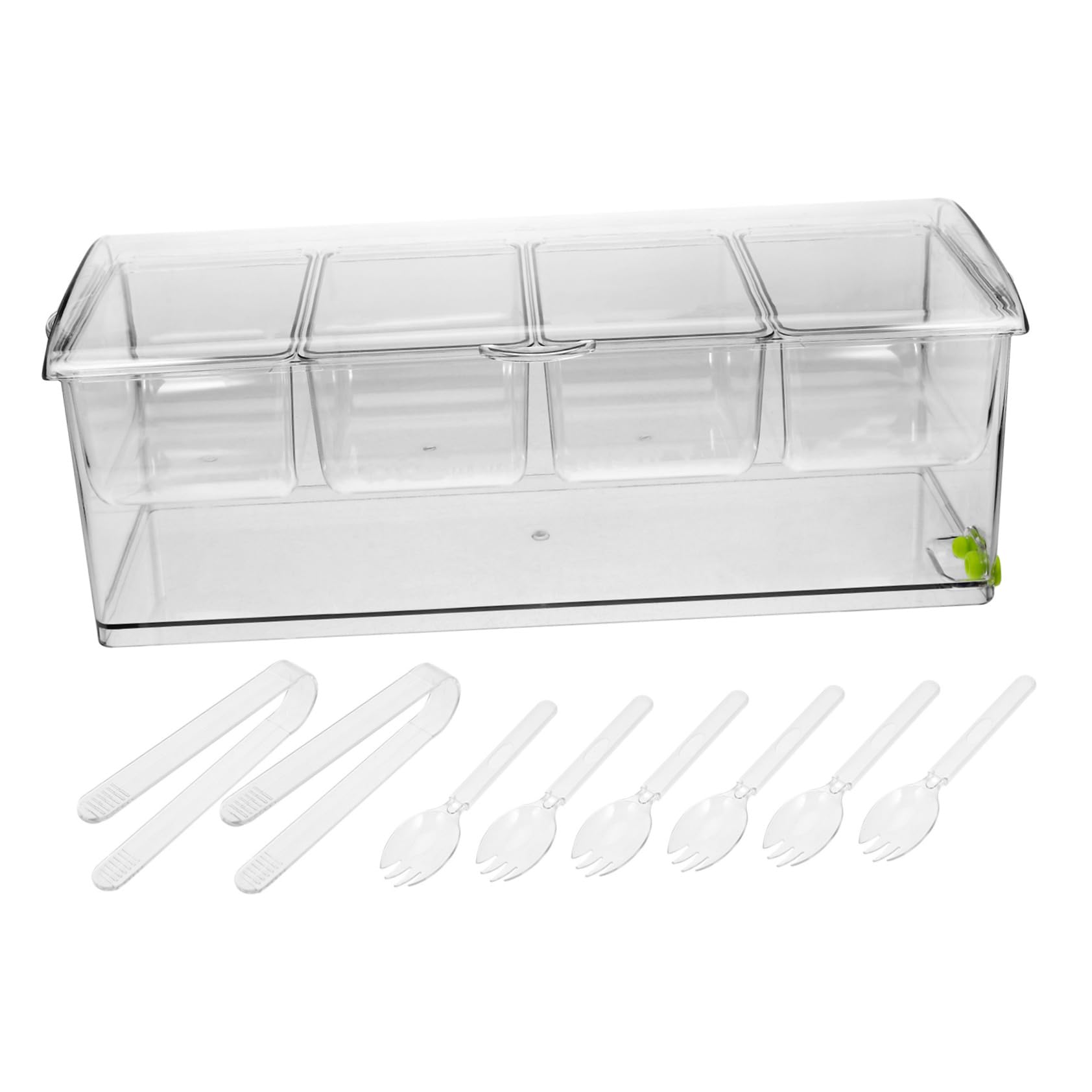 Toddmomy Caja Organizadora de Alimentos Multiusos con Tapa Hermética Compartimentos Clips y Cucharas para Refrigerador y Cocina y Facilita Almacenamiento