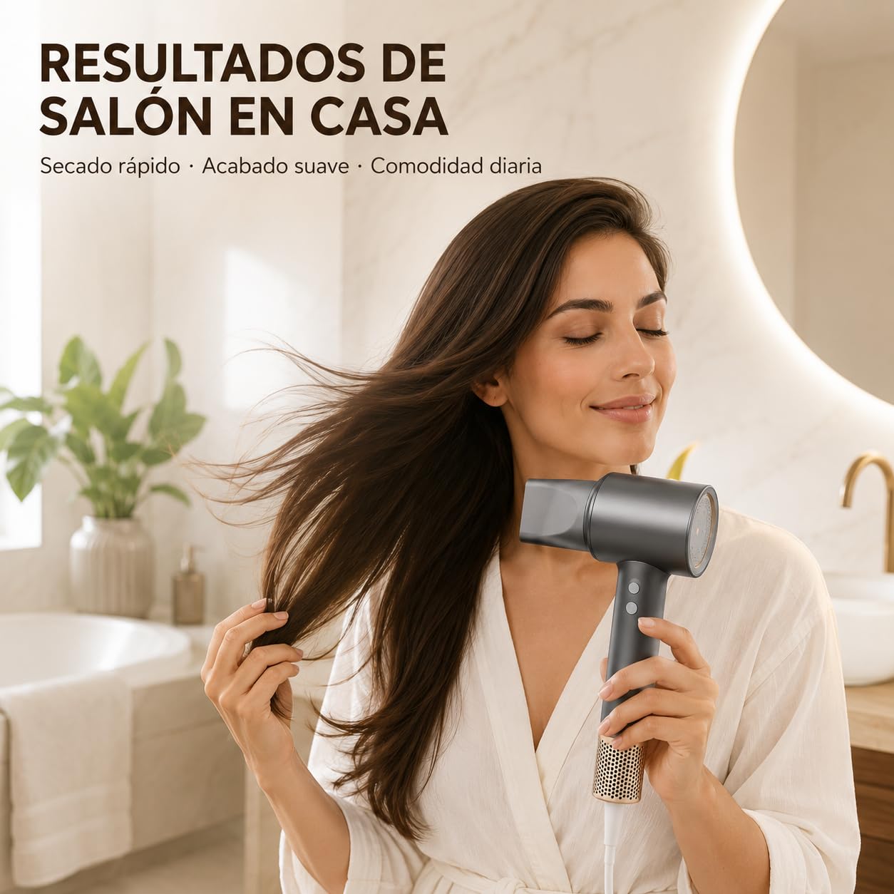 2025 Nuevo Secador de Pelo Profesional Ionico con Boquilla de Cabeza Hair Dryer Portatil de 3 Tenperaturas 1600W 110,000 RPM, Tecnología AI y 200 Millones de Iones Negativos para Hogar,Viaje,Gimnasio