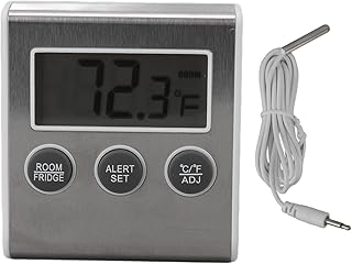 Termômetro Digital Para Geladeira Com Alarme E Memória, Termômetro Pequeno Para Freezer Com Imã Para Geladeira De Laboratório, Frigorífico, Branco