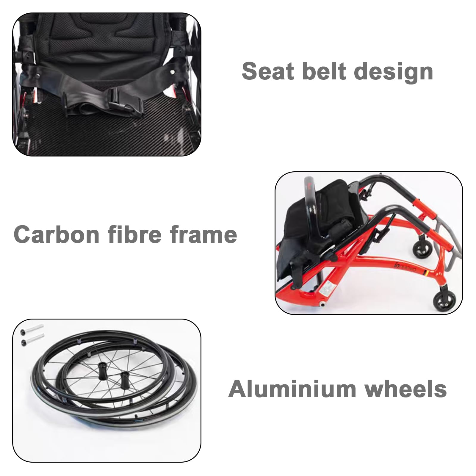 Sillas de Ruedas para Adultos Silla de Ruedas Ligera Y Plegable de Fibra de Carbono Silla de Ruedas Deportiva Apta para Adultos/56X84X68Cm(22X33X26.7Inch)