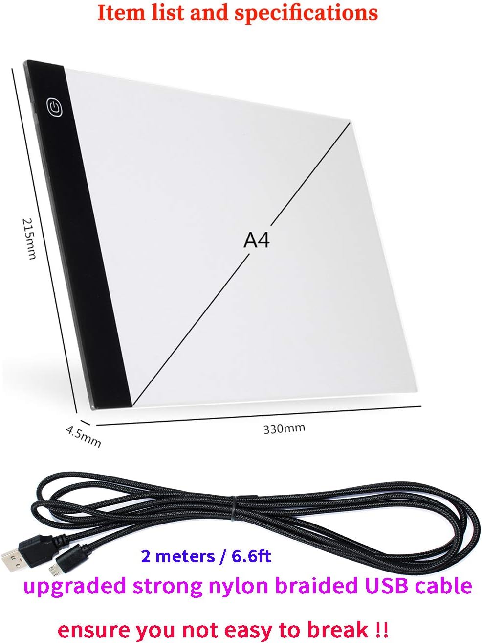 A4 Ultra-Thin Portable LED Light Box Tracer USB Power LED Artcraft Tracing Light Pad Light Box for Artists,Drawing, Sketching, Animation