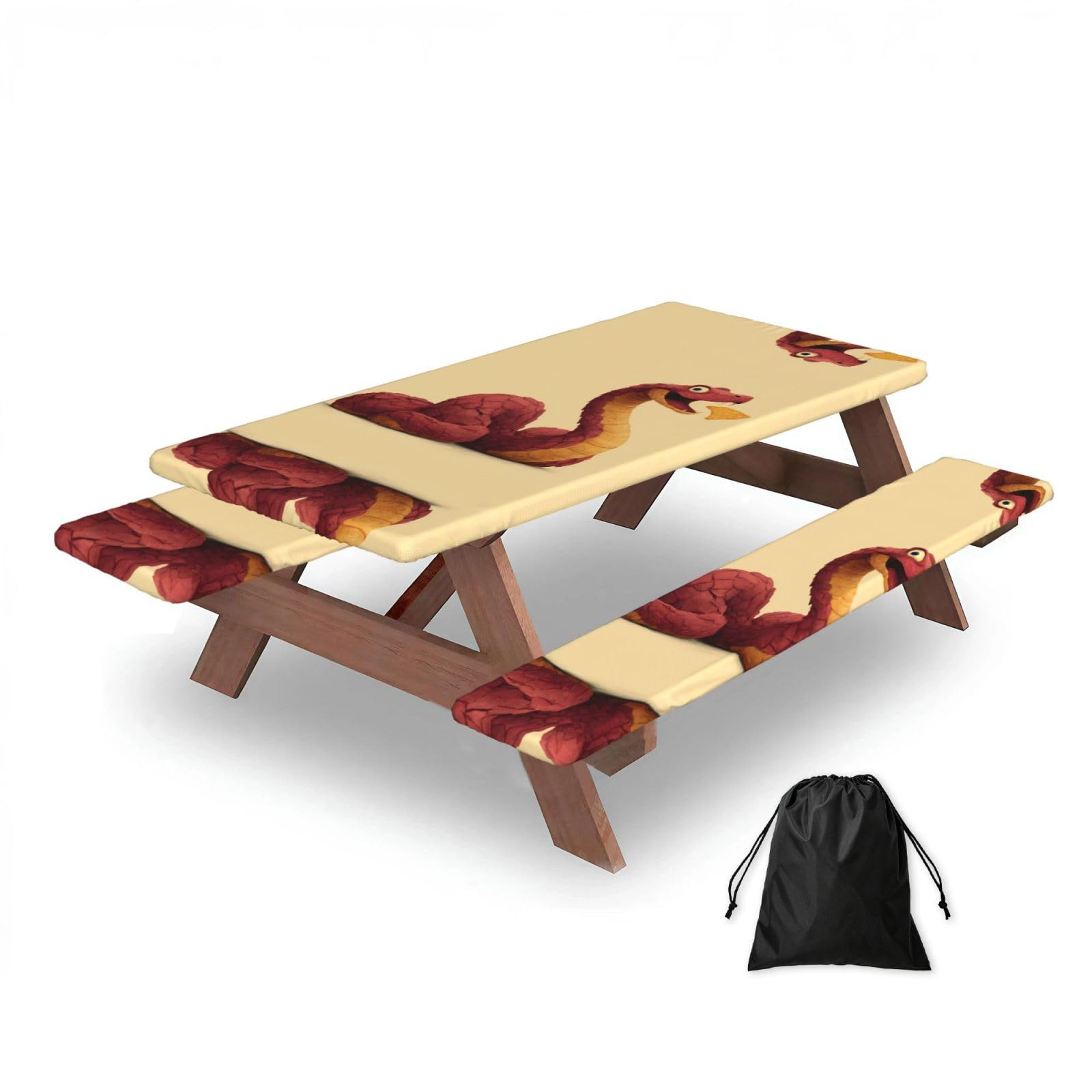 Zqytgfdc Black Snake Eating Potato Chips Rectangular Water-Repellent Picnic Tablecloths, Outdoor Camping, Picnic, Bbq