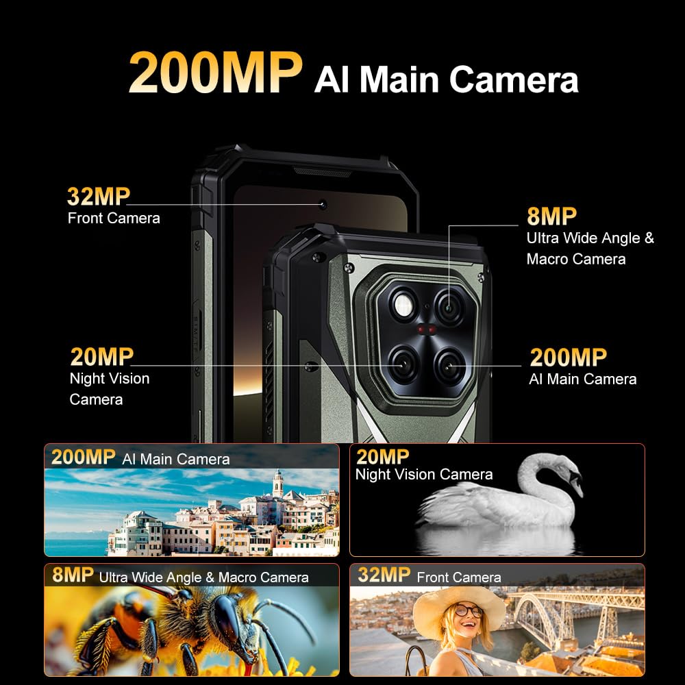 V Max Play 5G Rugged Smartphone with Proiettore,1200LM Luce Campeggio,36GB+512GB/2TB,6.78''FHD+120Hz Android 15 Telefono Indistruttibile,20500mAh 45W,200MP+20MP AI Fotocamera