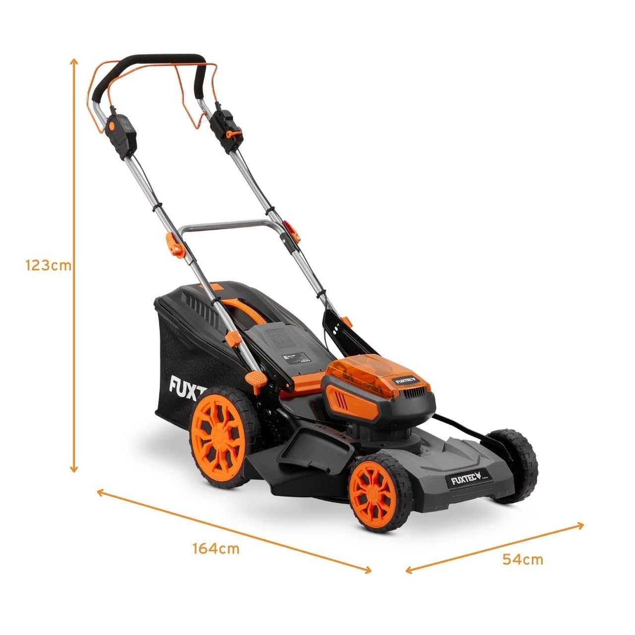FUXTEC 40V Akku Rasenmäher FX-E2RM46PROSET • 2X 5Ah Akku und Schnellladegerät • Rasenmäher mit variablem Antrieb • 46 cm • Schnitthöhe 25-100 mm • Mulchfunktion • 50L Fangkorb
