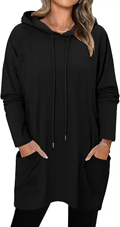 KISSMODA Women Hoodies Dress Long Sweatshirts Dress Raglan Sleeves Oversized Sweatshirts with Pocket 2025 Fall Winter Trendy