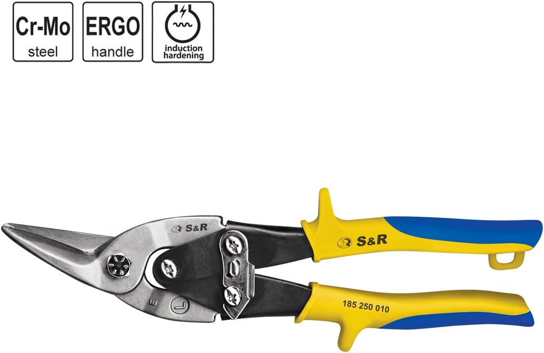 S&R Professional Aviation Tin Snips, 250mm - Left Cut - Cr-Mo Steel - Precision Curved Shears for Cu Steel, INOX - HRC 60-62 - Image 3