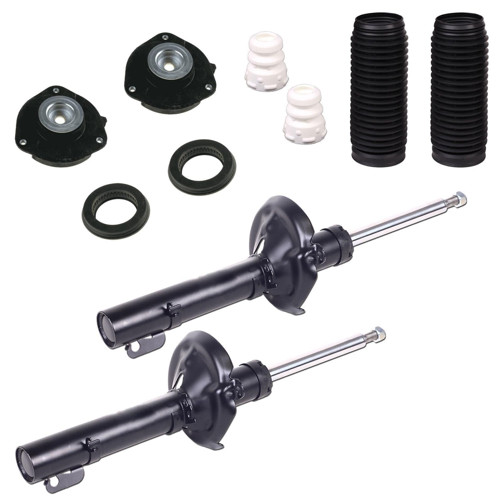 2 Gas Stoßdämpfer 55mm + Domlager vorne | 2x 65473715 + 2x 674716 + 2x 664703 + 910059 für Golf 5+6 Passat