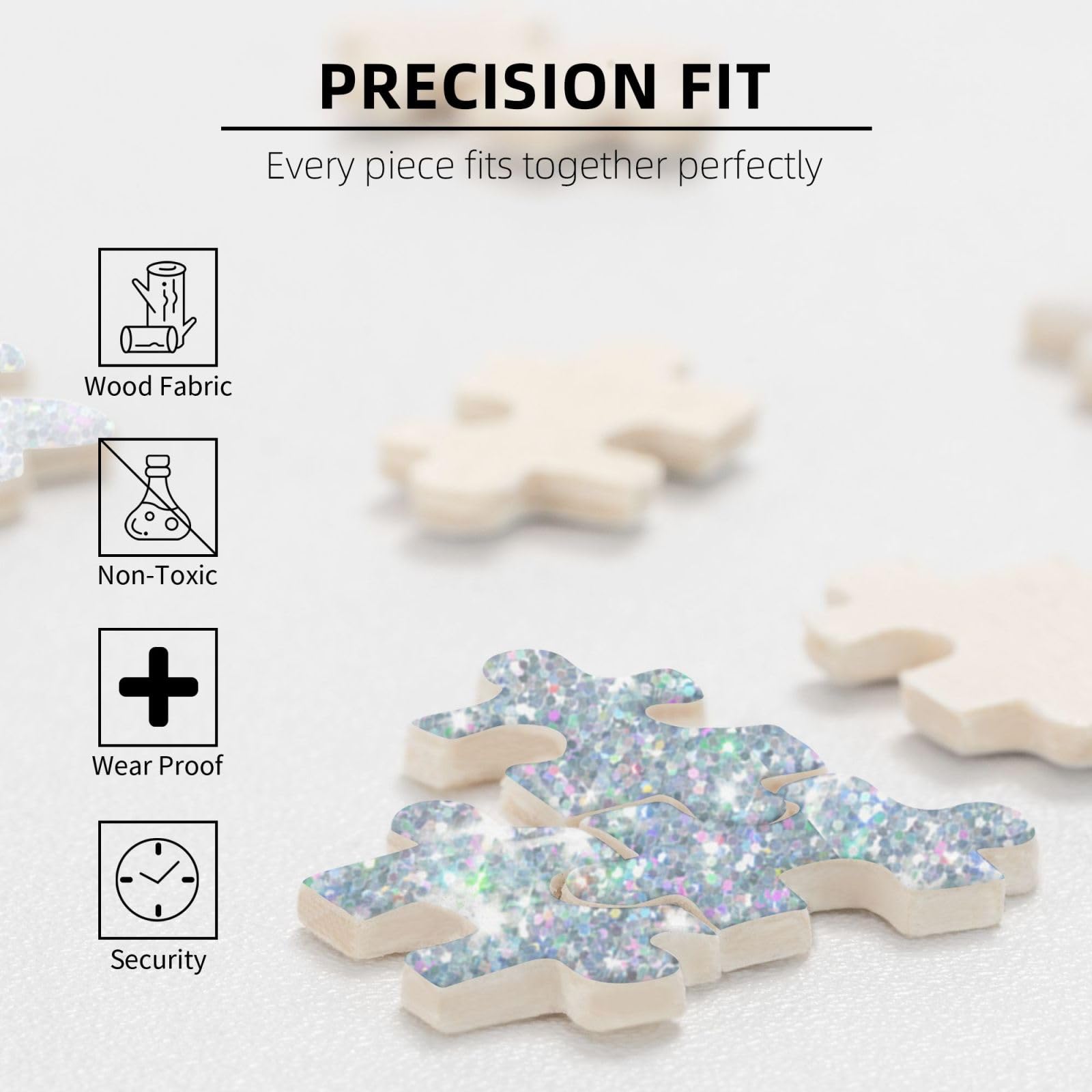 Gioco di puzzle per adulti, puzzle impegnativi, puzzle da 1000 pezzi, glitter argento stampato.