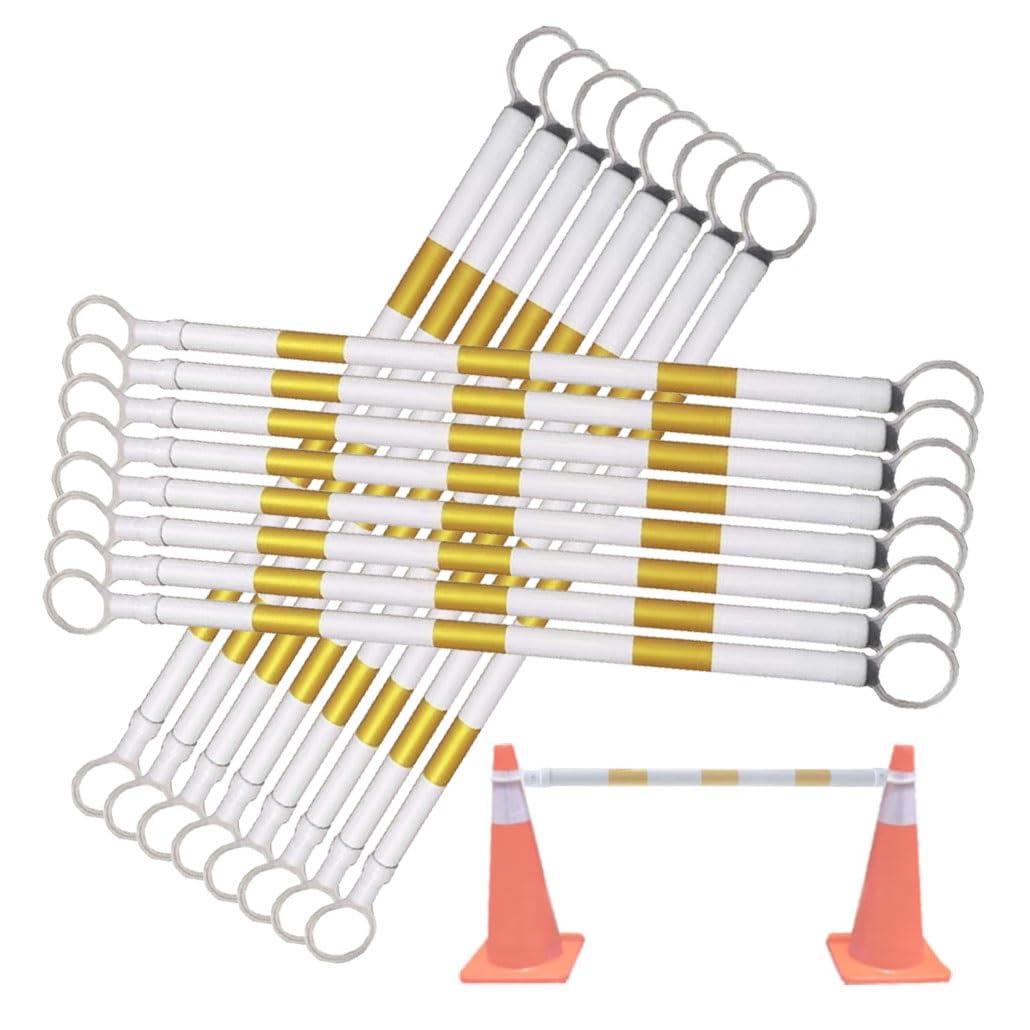 Barrière de signalisation réfléchissante rétractable 119-198 cm – Barre de sécurité Extensible pour la Construction, Le stationnement et la Gestion des foules – Kit de 16 pièces, Solution de