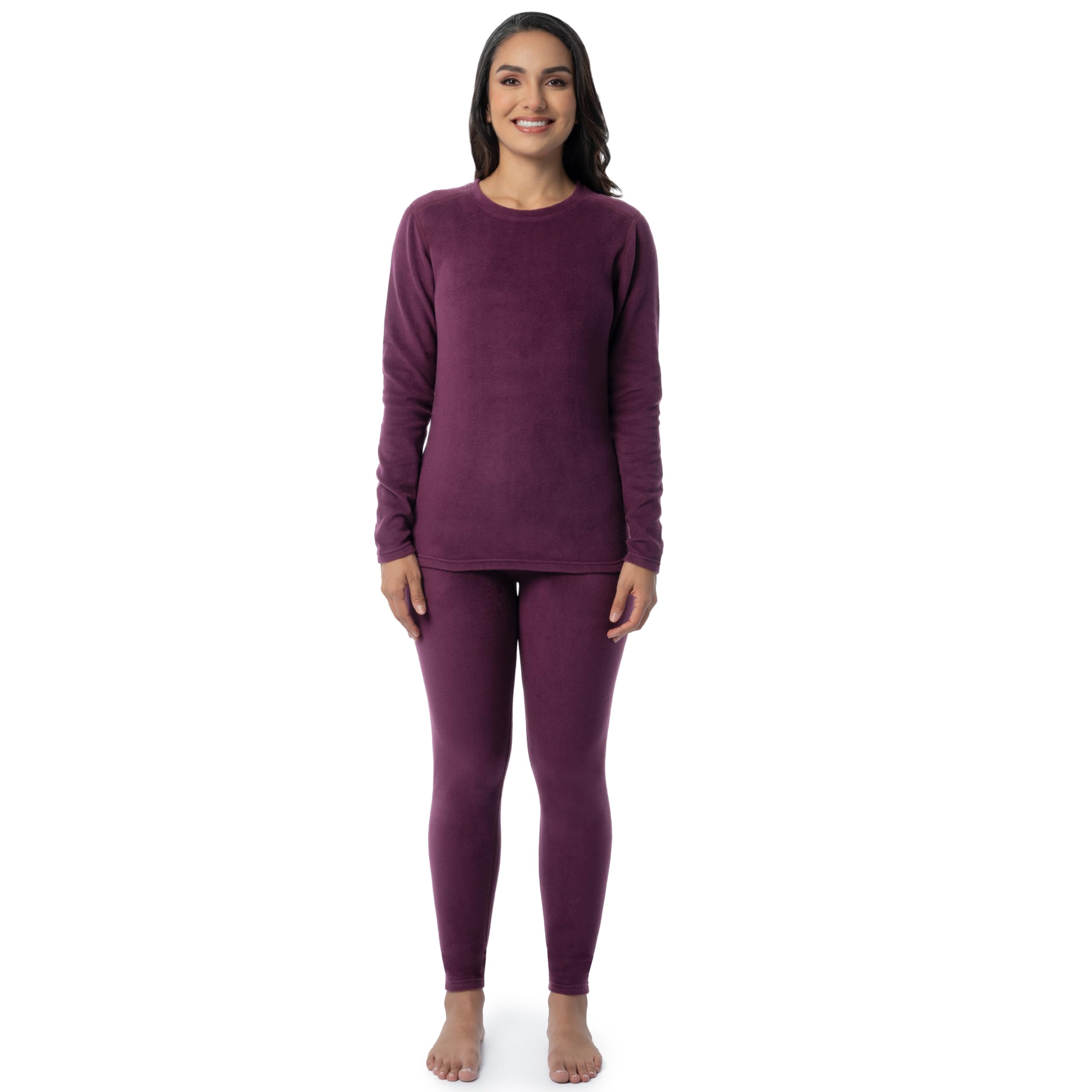 fruit of the loom Women's Plus Size Stretch Fleece Thermal Set,-picture-56