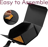 Vista 4 de JINMING Caja de regalo con cinta de 9 x 6.5 x 3.8 pulgadas, caja negra para regalos, caja de propuesta de padrino para el día de la madre, día
