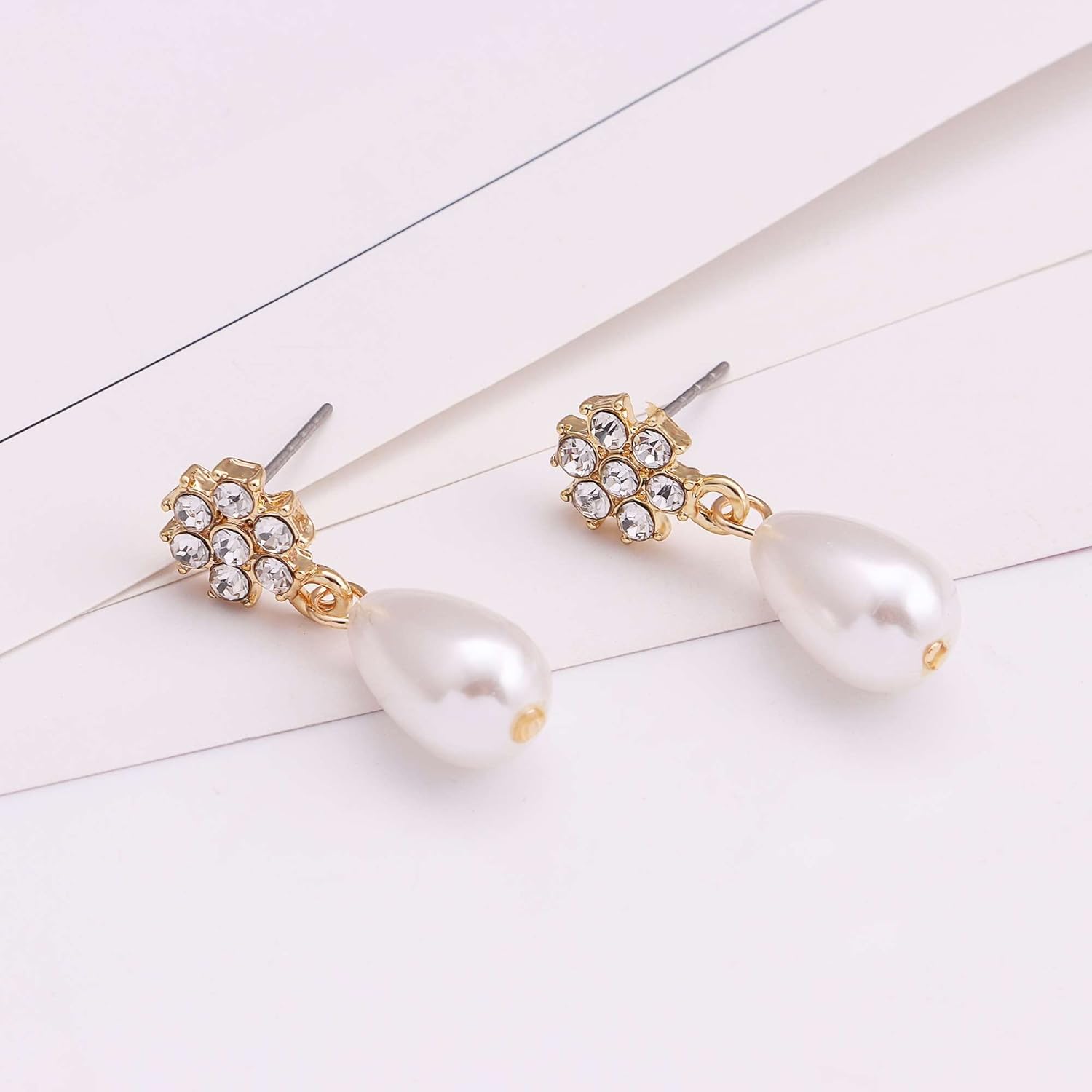 Bridesmaid Jewelry Set for Women 18K Gold & Silver & Rose Gold Plated Flower Pendant with Pearl Necklace Earrings Bracelet Set,Bridesmaid Gift for Wedding & Proposal/Party/Prom Gift - Image 4