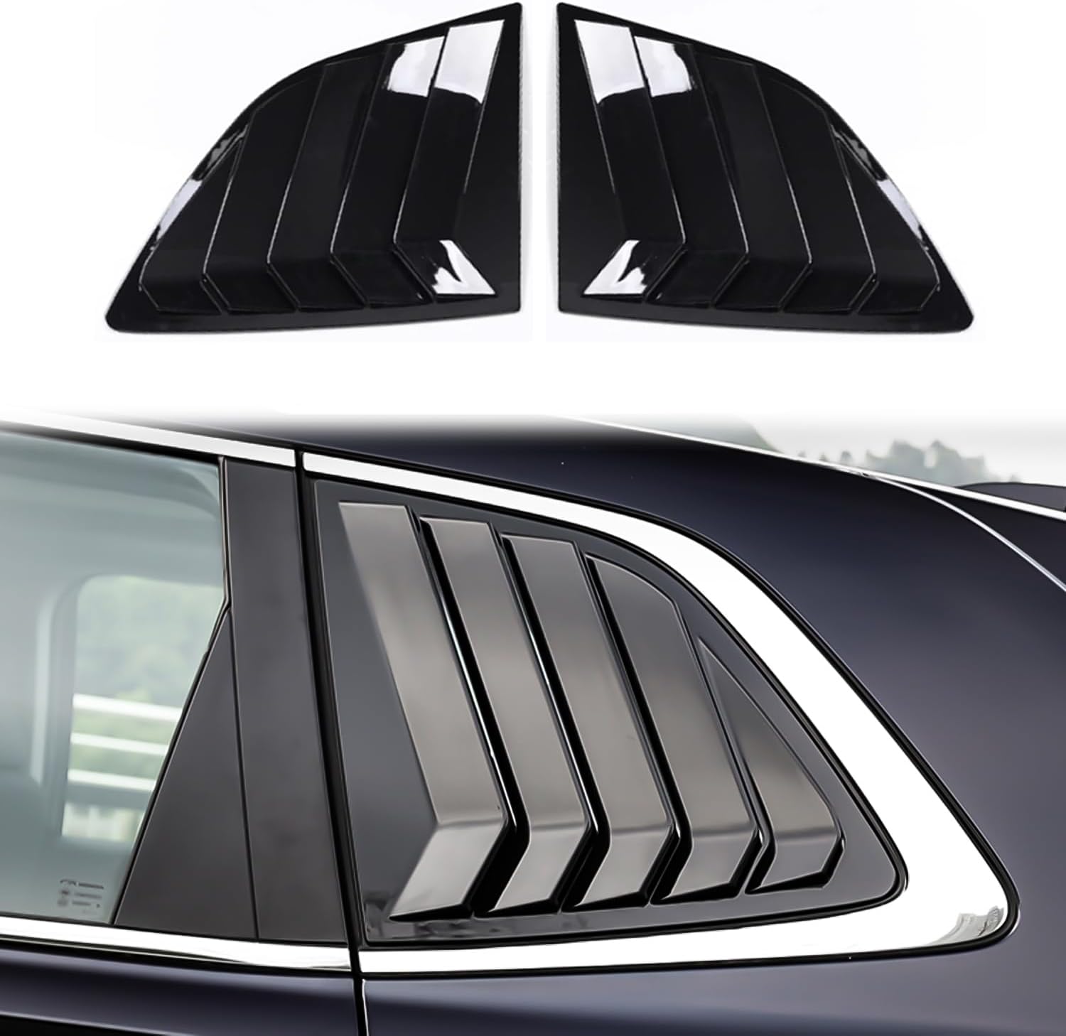 Window Louvers Fits for Honda CRV 2023 2024 2025 Accessories Rear Side Window Louvers Windshield Sun Shade Cover Auto Exterior Decoration Trim Accessories(Bright Black)
