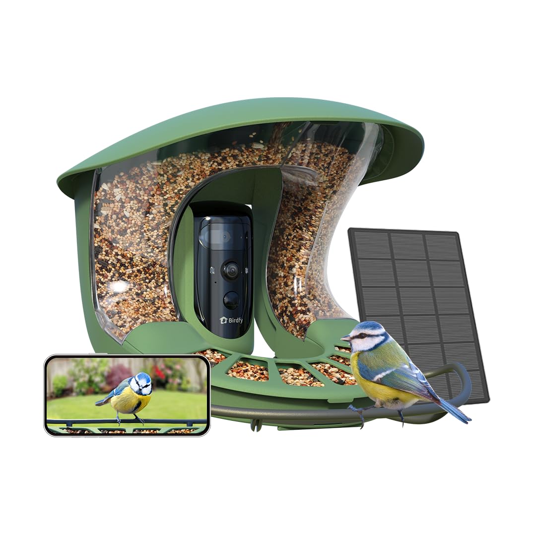 Birdfy 2 Pro - Alimentador de pájaros con 2 K Dual-Camera para observación, identificación de Especies de Aves AI, Video a cámara Lenta, visión Nocturna en Color, notificaciones en Tiempo Real
