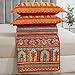BEDIFANY Cotton Quilts Queen Size Set - Lightweight Bedspreads Queen Size - Soft Colorful Orange Quilted Quilt Bedding Sets (90 * 98 Inch) with 2 Pillow Shams for Bed Decoration Coverlet, 3 Pieces