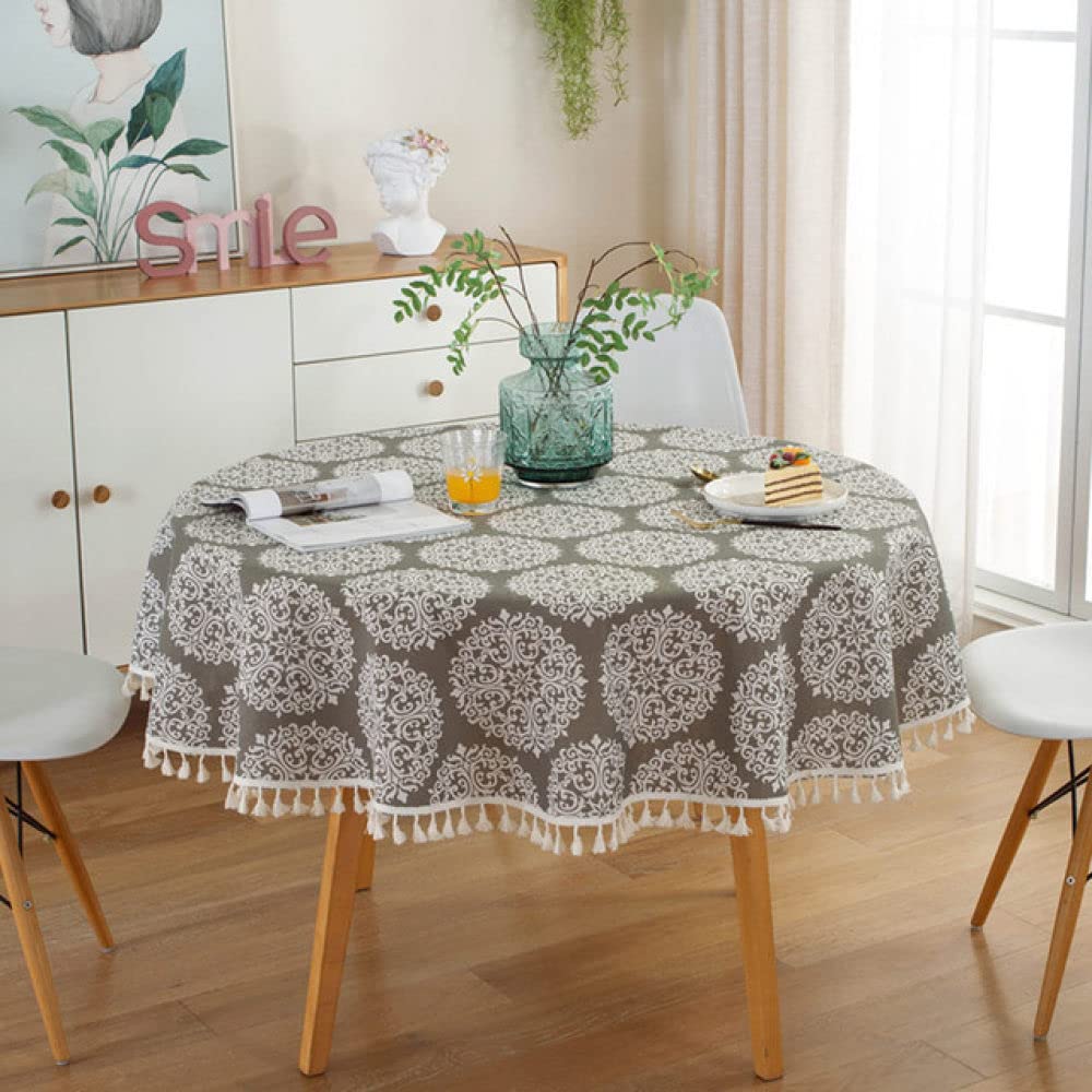 Nappe ronde en coton et lin rouge à carreaux pour des instants magiques autour de la table 100 cm