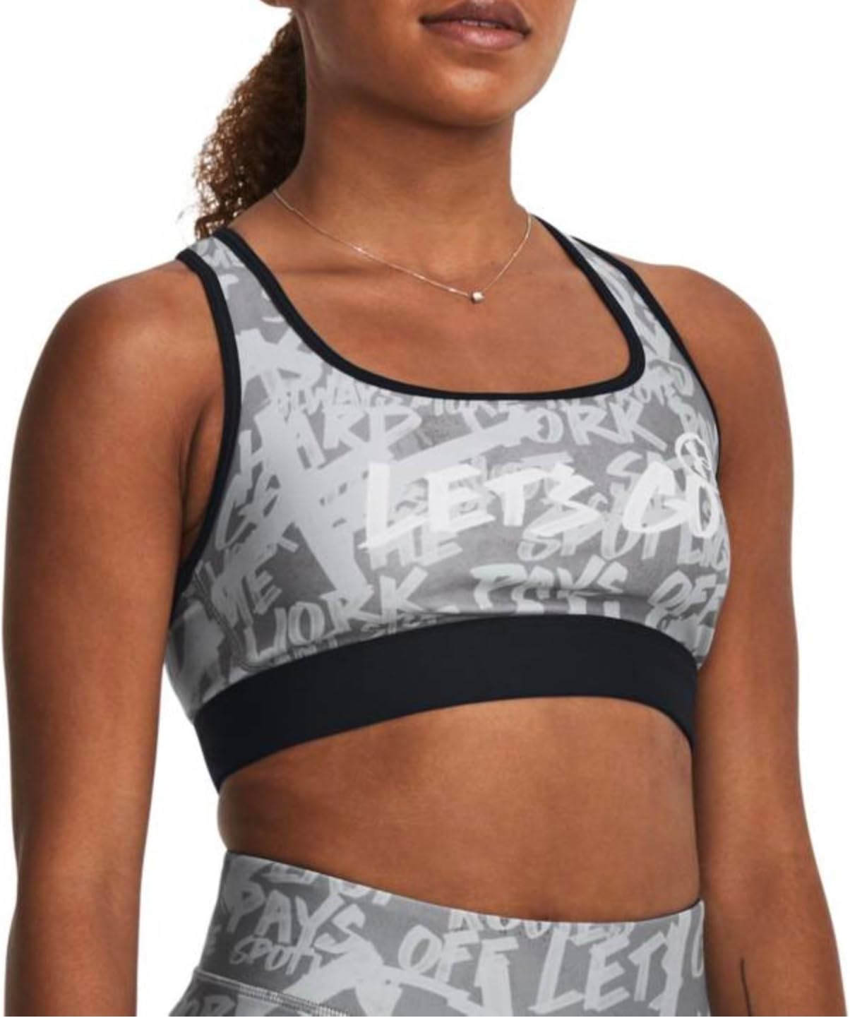 Under Armour HG Armour Mid Alter Ego Medium Support Compression Sports Bra (US, Alpha, Medium, Regular, Regular, Gray/Black 011)