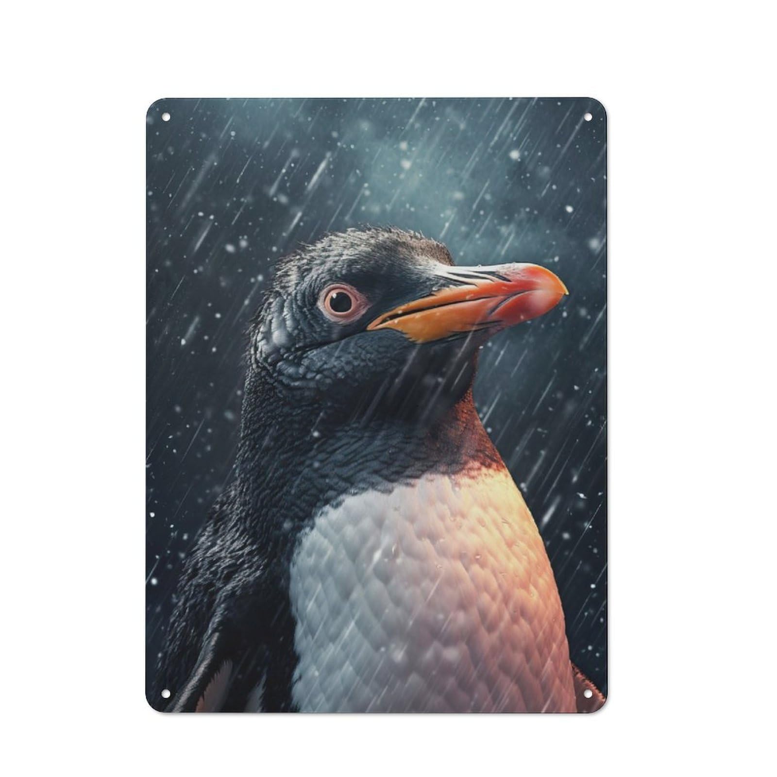 Junmoney Penguin Rain Retro Tin Sign 40X30cm Featuring For Bar Or Restaurant, For Metal Sign Collectors, For Garage And Workshop Walls