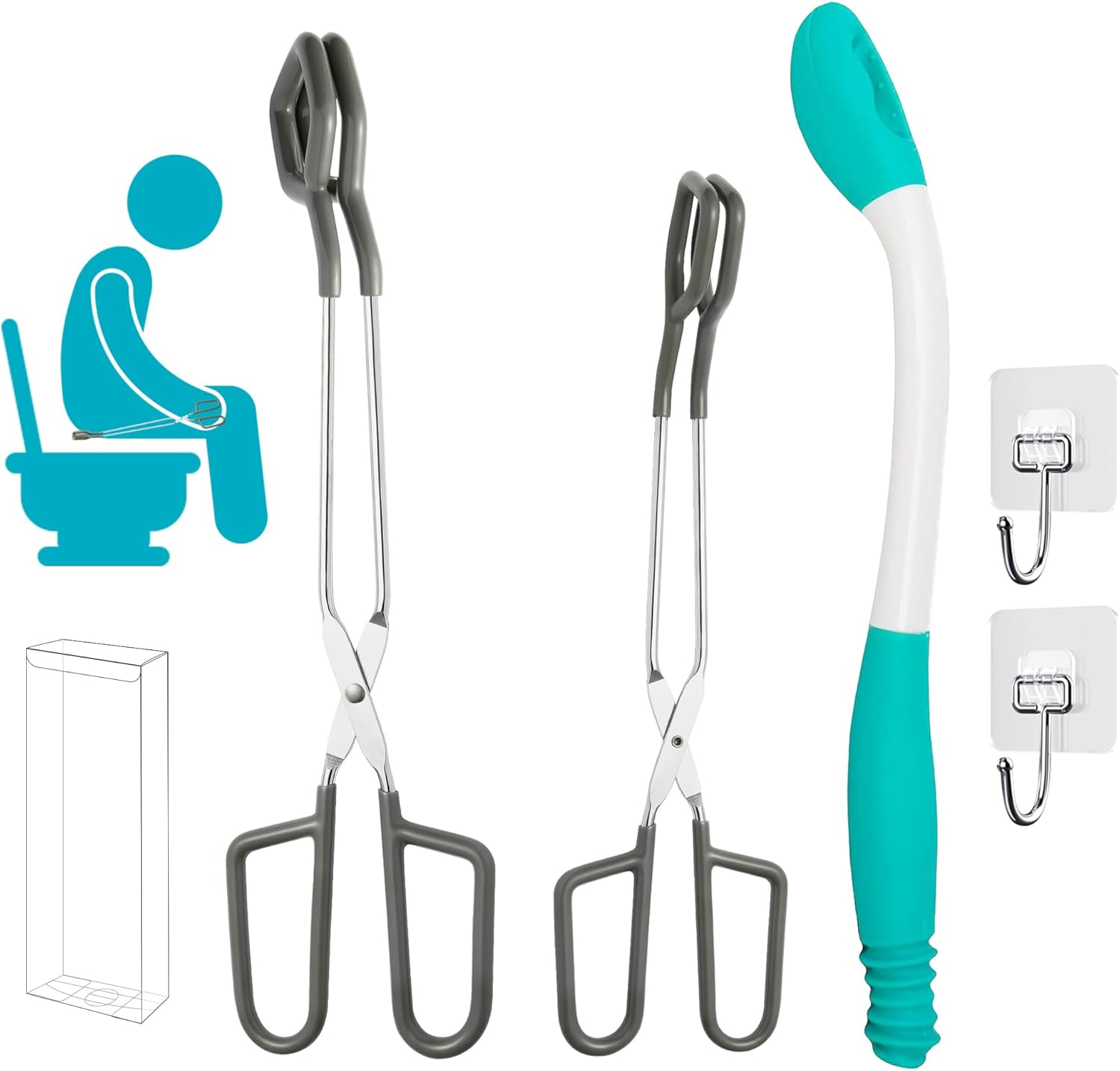 Toilet Aids for Wiping Bottom 3 Pack Self Wipe Assist Long Short Handle,Butt Wiper Tool with Boxes for Garage Storage,Daily Living Toilet Tissue aids for Women,Men,Disability and Elderly