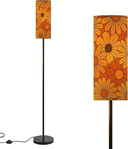 Miniatura 1 de Modern Floor Lamps for Living Room 70 s Inspired Floral This Included Browns Standing Lamps with Linen Lampshade Tall Lamp Metal Pole Lamp for