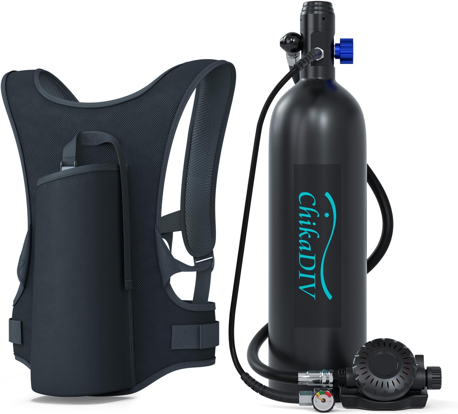 Mini Scuba Tank 1.9L Lung Tank for Adult Portable Scuba Diving Tank Kit for Underwater Entertainment, Pony Bottle for Emergency Rescue