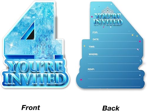 Miniatura 2 de 20 invitaciones de fiesta de cumpleaños de 4º cumpleaños con sobres de doble cara en forma de copo de nieve de invierno invitaciones para niños de 4