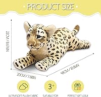 Vista 3 de Animal de peluche de guepardo de 19 pulgadas, diseño de leopardo realista, guepardo, guepardo, peluche, lindo jaguar, peluche de cumpleaños