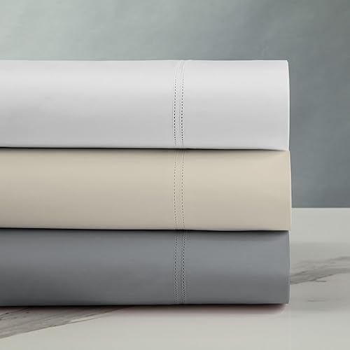 Miniatura 4 de Color Sense Juego de sábanas de 800 hilos tamaño matrimonial color marfil, sábanas de algodón ultrasuave y sedoso, juego de sábanas de satén de 4