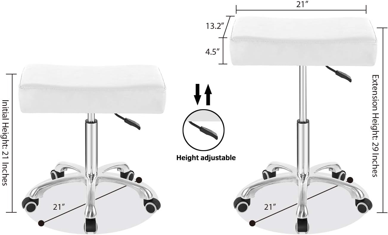 Bеѕt Cуbеr Mоndау 🔥 Nazalus Rolling Swivel Stool Height Adjustable with Wheels Heavy Duty for Office Home Desk Counter Salon (Black) (White, Without Footrest)