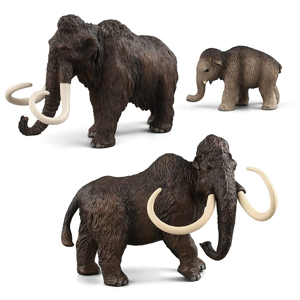 CROKAI3 Pieces Mammoth Model Simulated Figurine Realistic Plastic Mammuthus for Collection Science Educational Prop, This Is A Great Birthday Gift Or Prize for Kids