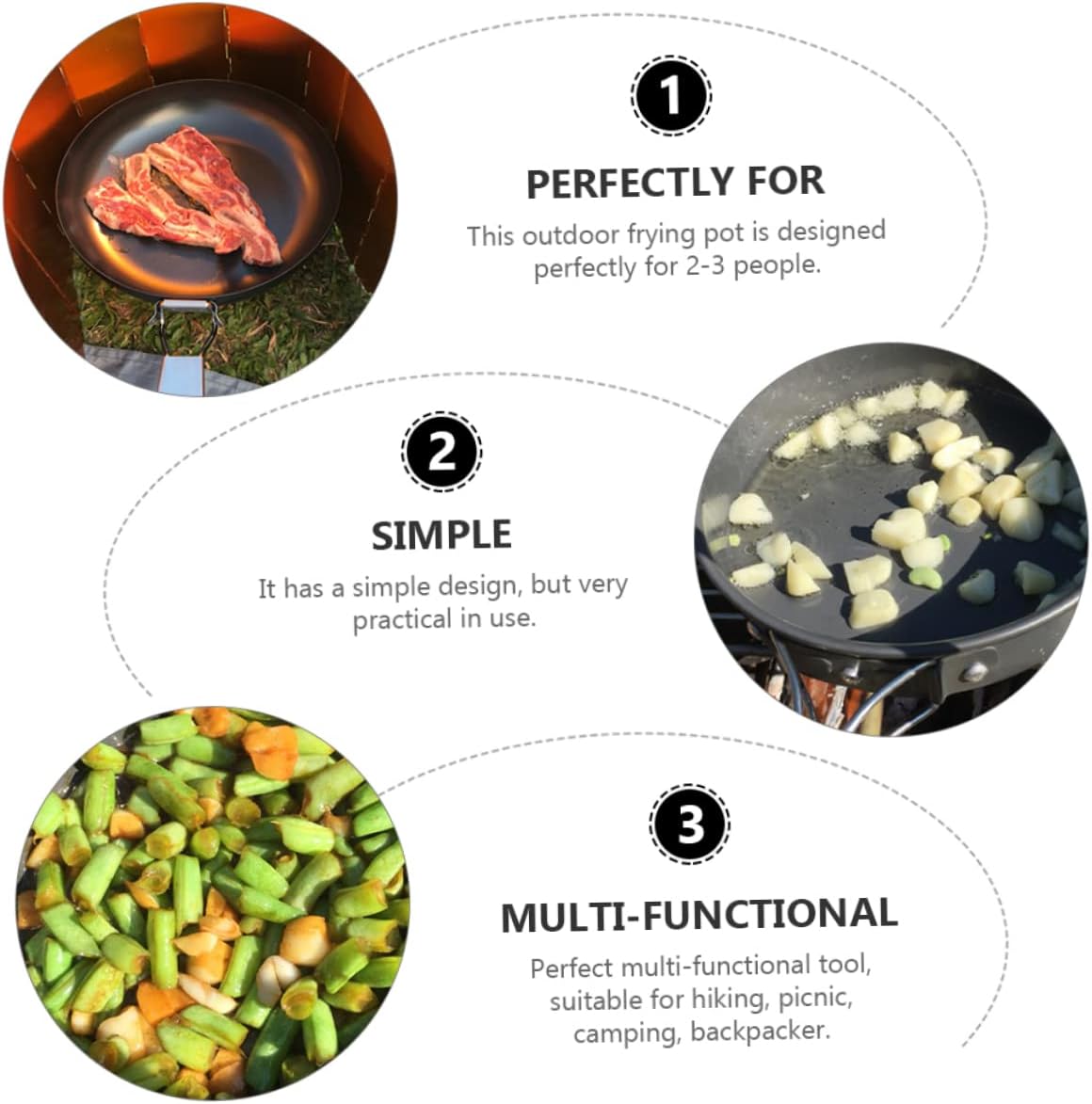 balacoo Frying Pan for Camping Portable Nonstick Skillet for Outdoor Cooking Lightweight Flat Bottom Pan for Hiking Picnics and Outdoor Activities
