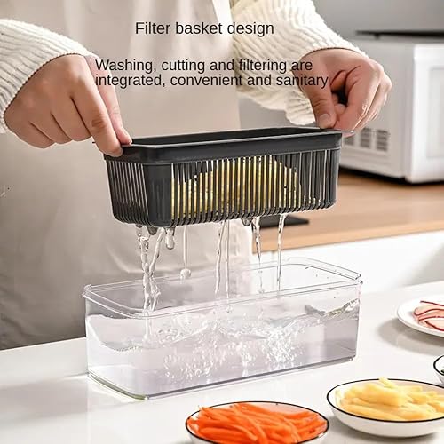 Miniatura 5 de 16 en 1 Ultimate Vegetable Chopper & Mandoline Slicer Cortador de alimentos de varias cuchillas, espiralizador, rallador y cortador con recipiente,
