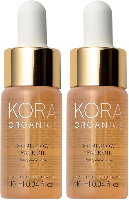 Óleo facial KORA Organics Noni Glow com óleos de rosa-mosqueta, jojoba e espinheiro-marítimo, 10 mL, pacote com 2