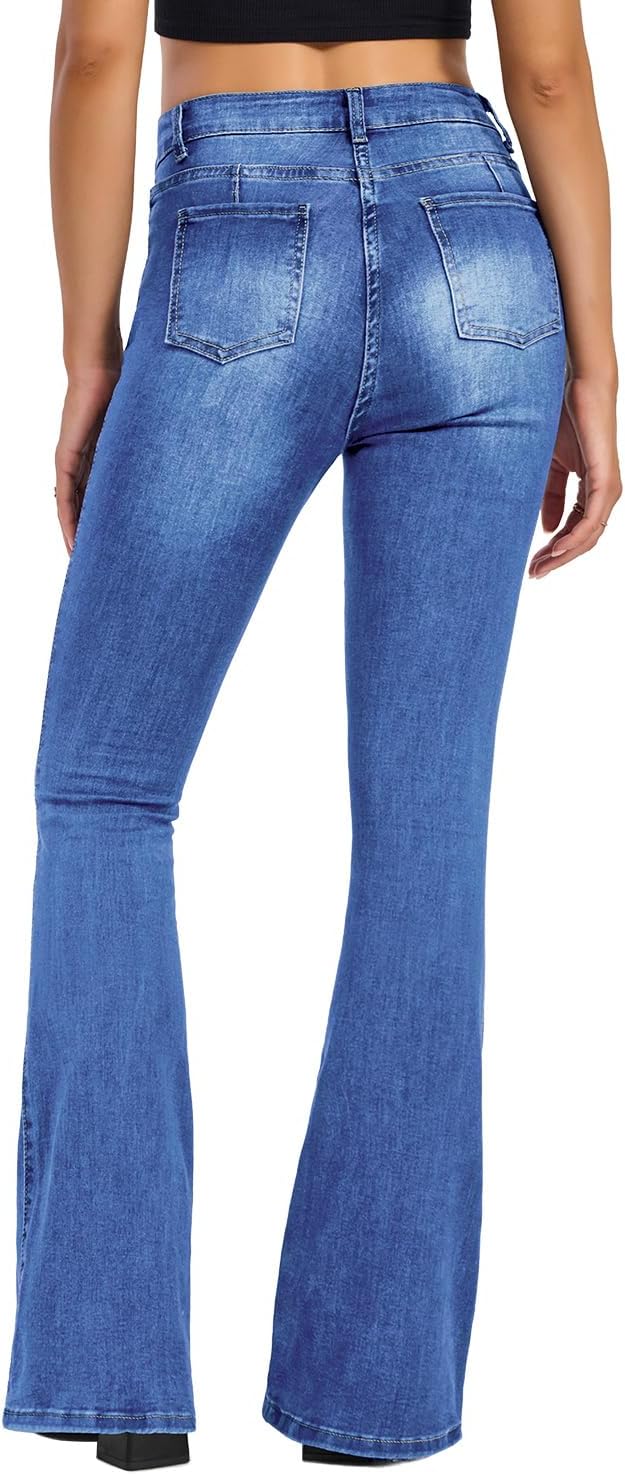 VIPONES Women's Flare Bell Bottom Jeans High Waisted Wide Leg Bootcut Jeans Stretchy Denim Pants - Image 6