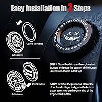 Vista 5 de Tybasthe Cubierta giratoria para botón de oprimir arranque y apagado de motor de automóvil, calcomanía de demonio sonriente, decoración