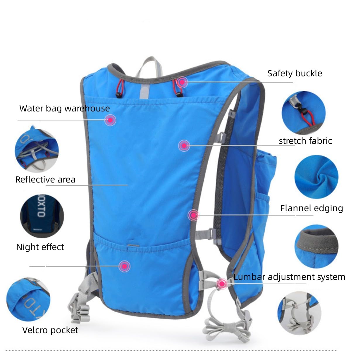 Marathon Off-road Running Bag, Borsa Ciclismo, Gilet Sportivo, Zaino, Borsa per Borraccia Zaino per Trail Running Leggero Idratazione Rimani Idratato e Confortevole sul Vostro