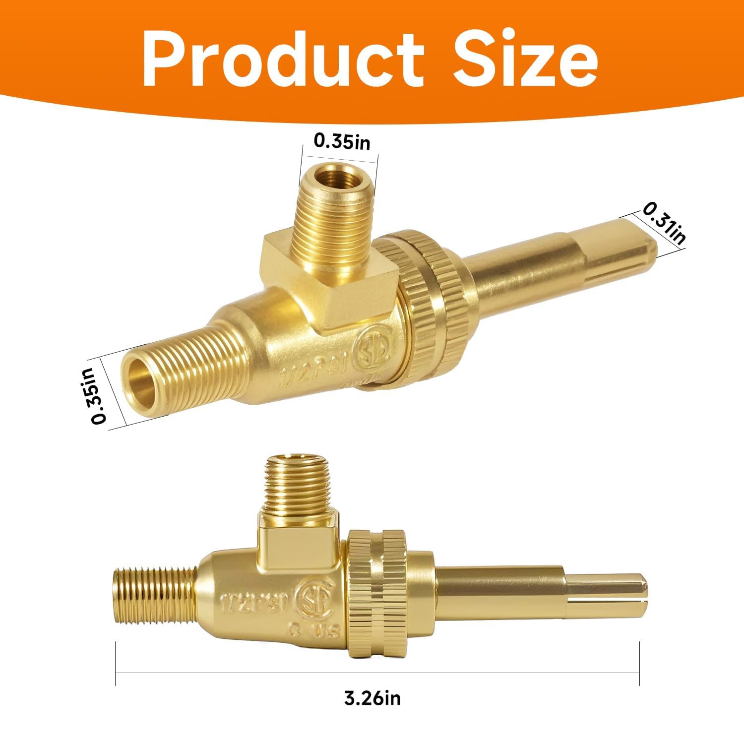 Zestaw 4 zaworów palnika gazowego 1/8" MPT X 3/8-27 - zapasowy poziomy zawór szczelinowy do kuchenek, kompatybilny z serią Jade #: 4418500200