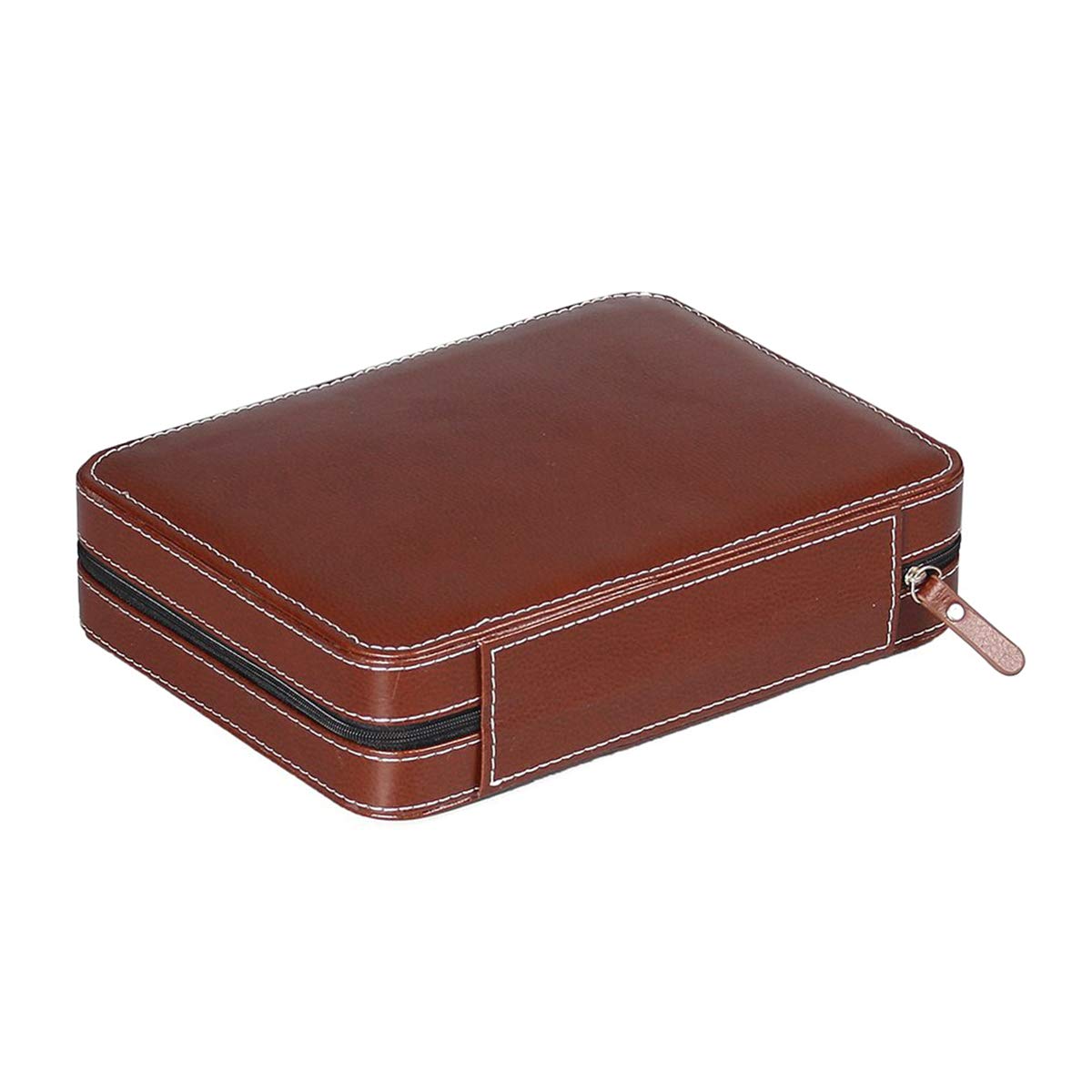 Caja de Reloj de Cuero de PU de 8 Rejillas Almacenamiento Que Muestra Relojes Bandeja de Almacenamiento de contenedores de exhibición Bandeja de Viaje con Cremallera Caja de colector, Negro