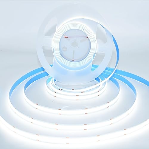HAASHADA COB - Tira de luces LED, 12 V, 16.4 pies, súper brillante, regulable, 32000 lm, alta densidad, no impermeable, 320 LEDsm, cinta de luz LED