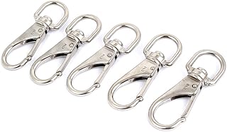 Aexit 6mm Thickness Hooks Swivel Eye Boat Snap Clasp Hook Silver Tone Screw-in Hooks 5 Pcs