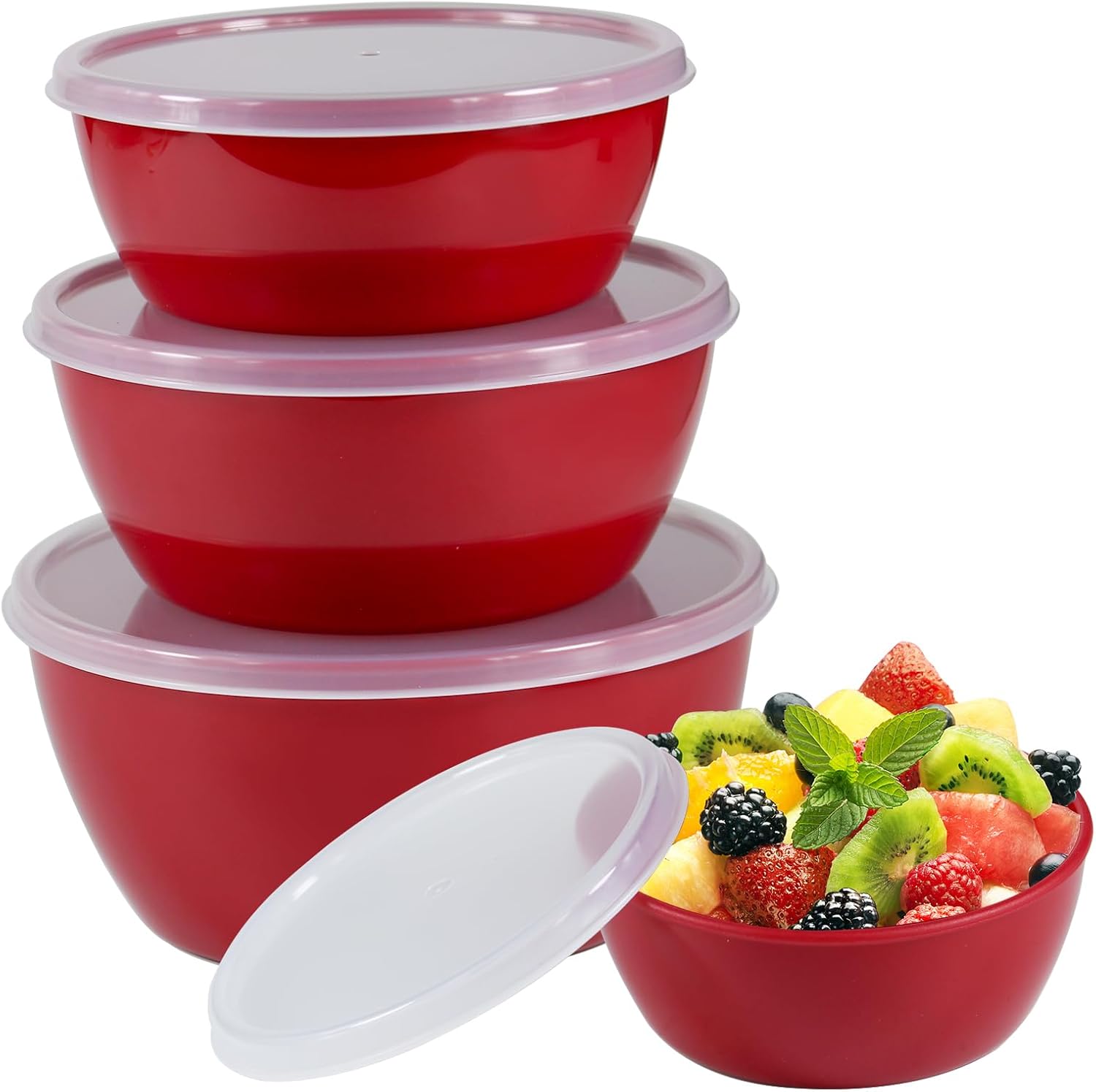 Amazon.com: ATRDTO Small Classic Plastic Prep Bowls with Lids, Set