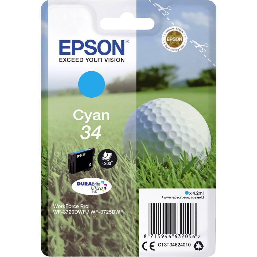 Cyan Epson Golf Ball Singlepack 34 Durabrite Ultra Ink