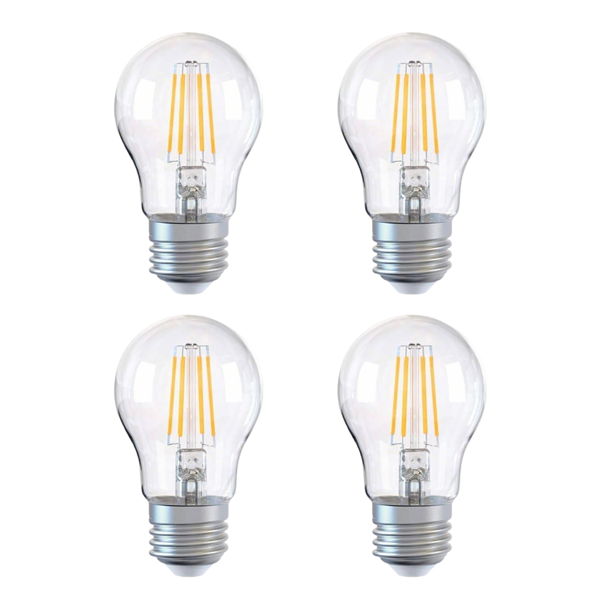 Bravsekai A60 Modern LED Filament Bulbs | E27 Screw | 4W Energy Saving Bulb 40W Equivalent | Dimmable Clear 4000K | 4-Pack | Cool White — image 1