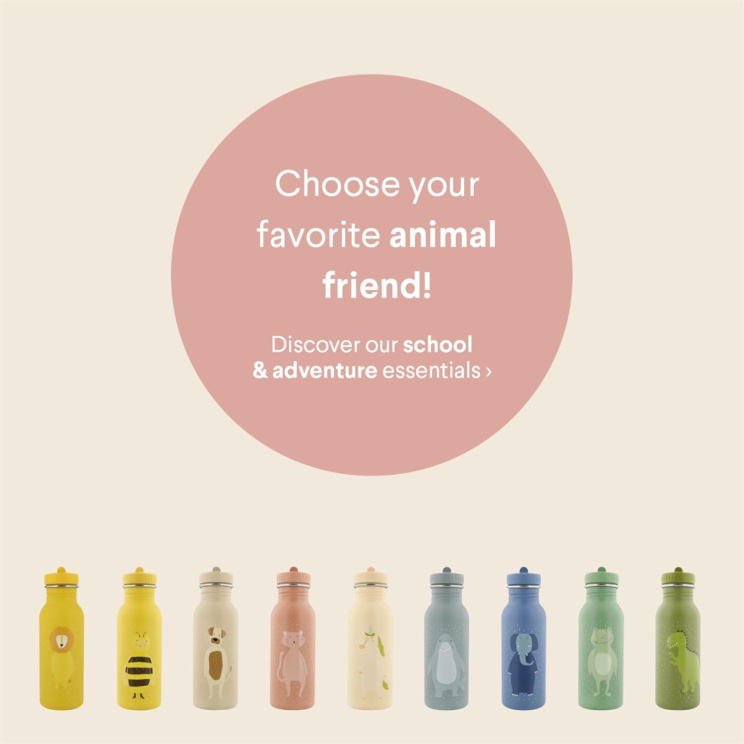 Trixie Drinking Bottle - Mrs. Cat - 500ml Stainless Steel Water Bottle for Kids - Pink - Leakproof - Eco-Friendly and BPA-Free